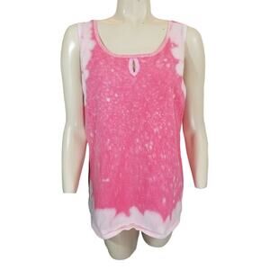 Tommy Hilfiger Custom Bleach Reverse Tie-dye Keyhole Tank Top Women's‎ size 1X
